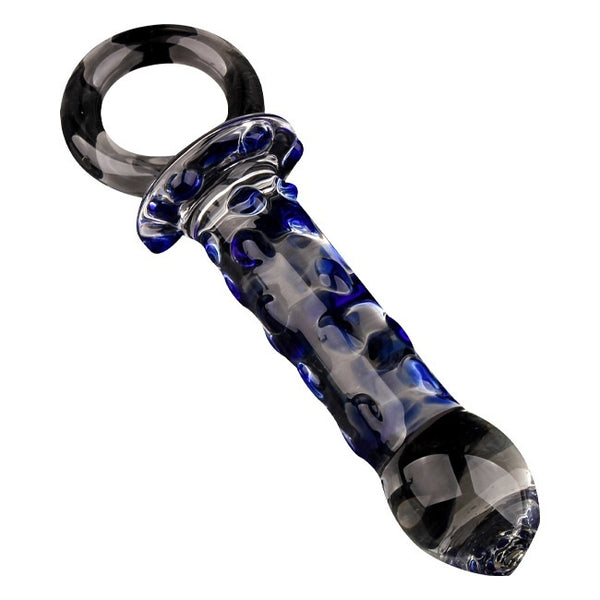 Bead Lock Blue Core Hand Pull Type Glass Dildo Product