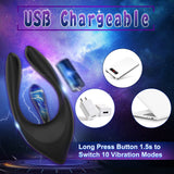 Play Silicone Cock Ring Female Vibration Nipple Clamps USB Charging